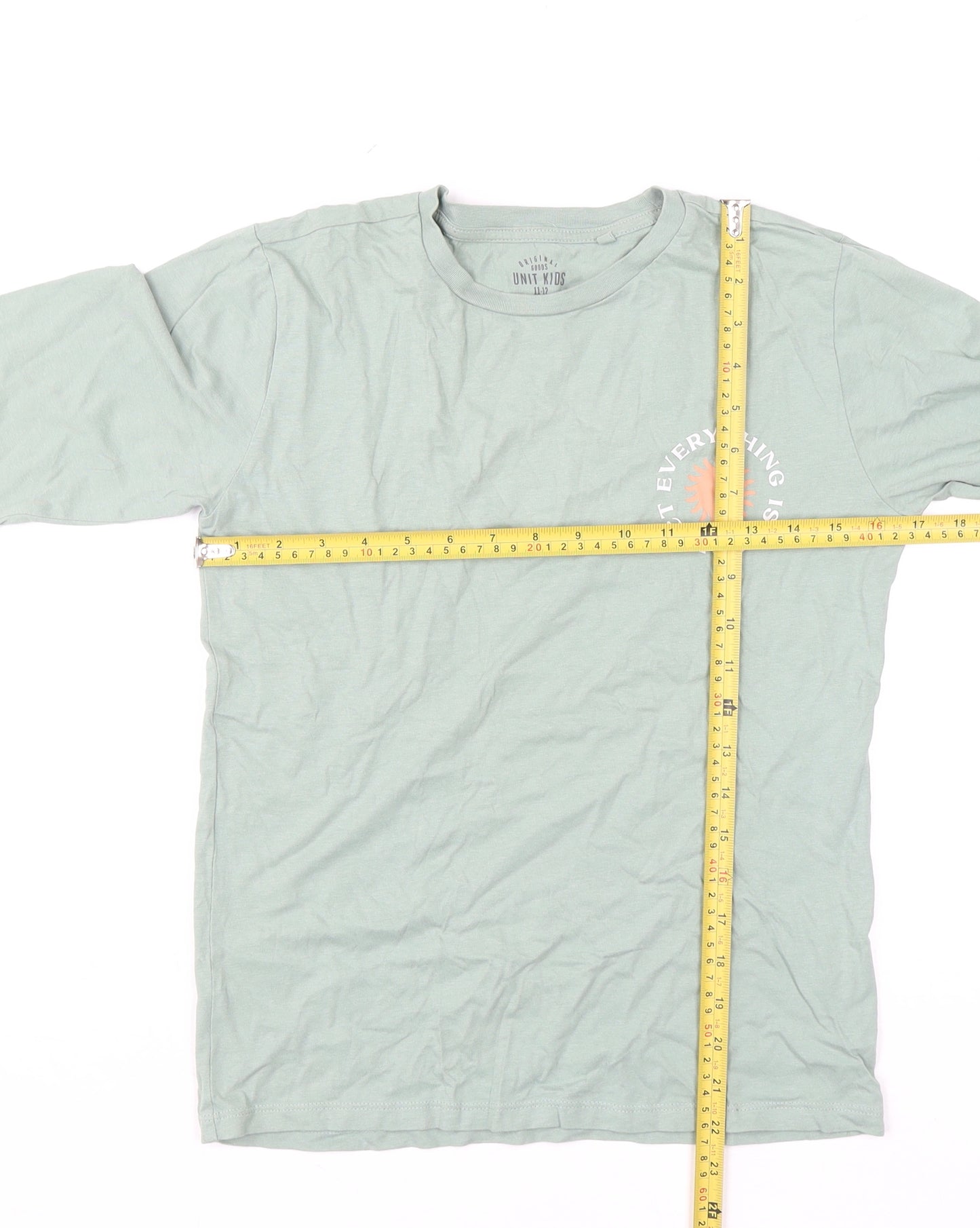 Unit Kids Girls Green Long Sleeve Graphic Cotton T-Shirt 11-12 Years