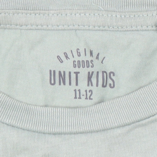 Unit Kids Girls Green Long Sleeve Graphic Cotton T-Shirt 11-12 Years