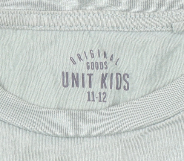 Unit Kids Girls Green Long Sleeve Graphic Cotton T-Shirt 11-12 Years