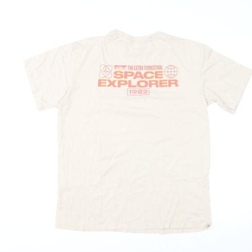 H&M Boys Beige E.T. Graphic T-Shirt 14 Years Cotton Casual Top