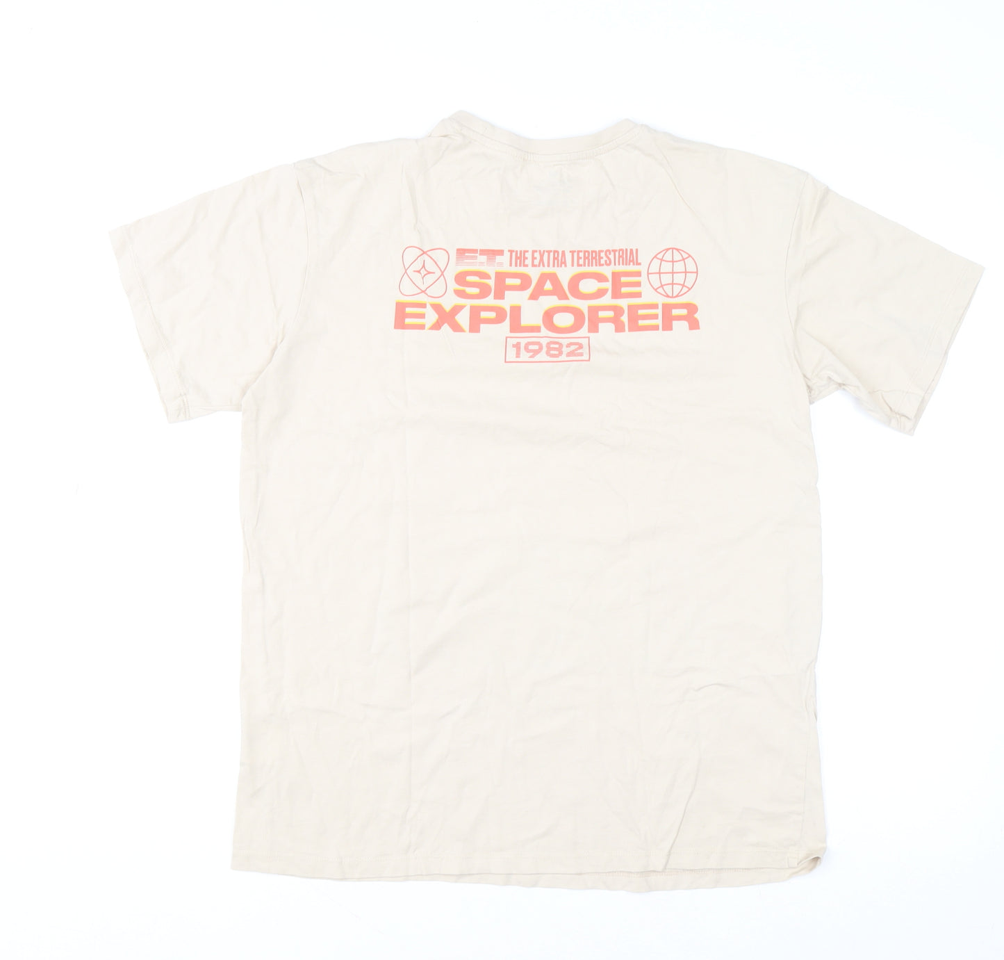 H&M Boys Beige E.T. Graphic T-Shirt 14 Years Cotton Casual Top