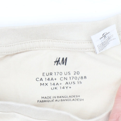 H&M Boys Beige E.T. Graphic T-Shirt 14 Years Cotton Casual Top