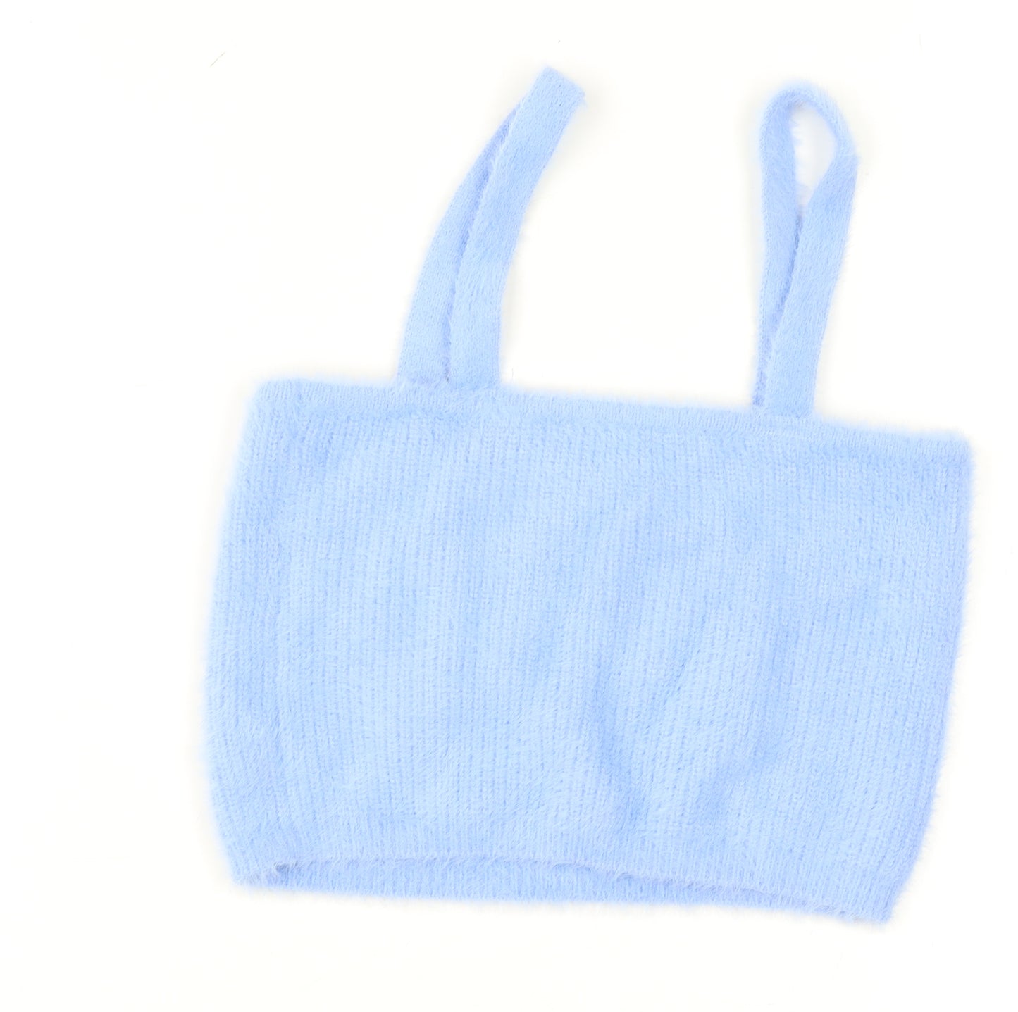 Bershka Women Blue Fuzzy Knit Camisole Tank Top Size S