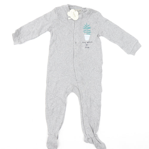 Lupilu Unisex Grey 6-9 Months Cotton Babygrow with Snap Fastening