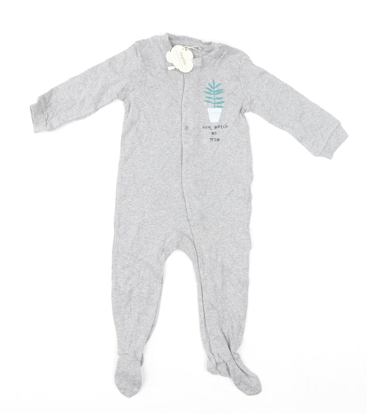 Lupilu Unisex Grey 6-9 Months Cotton Babygrow with Snap Fastening