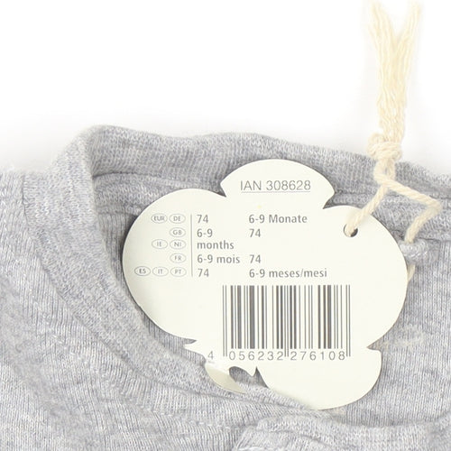 Lupilu Unisex Grey 6-9 Months Cotton Babygrow with Snap Fastening