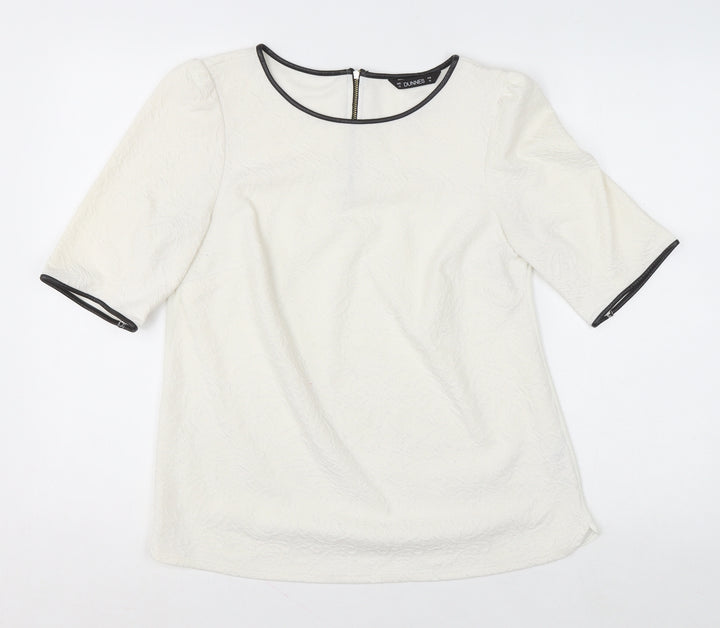 Dunnes Women’s Ivory Short Sleeve Textured Blouse Size 12