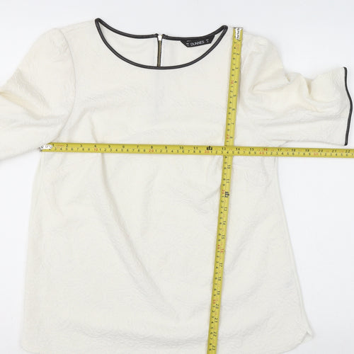 Dunnes Women’s Ivory Short Sleeve Textured Blouse Size 12