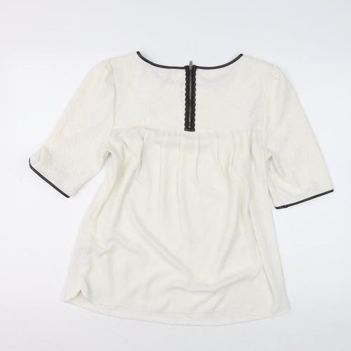 Dunnes Women’s Ivory Short Sleeve Textured Blouse Size 12