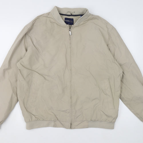 Easy Classic Collection Men's Beige Bomber Jacket L Full Zip Polyester