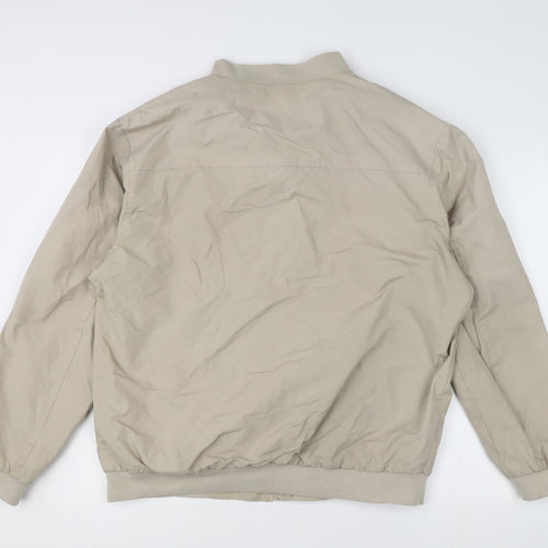 Easy Classic Collection Men's Beige Bomber Jacket L Full Zip Polyester