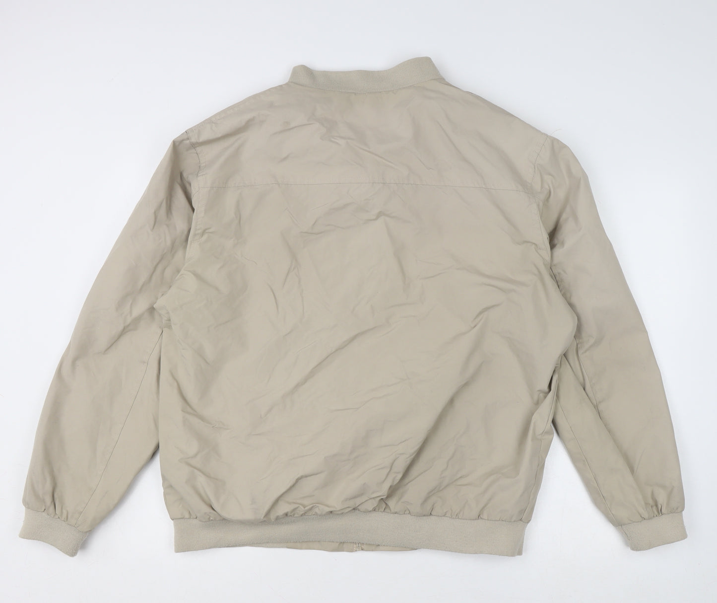 Easy Classic Collection Men's Beige Bomber Jacket L Full Zip Polyester