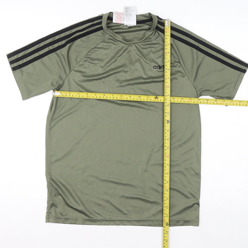 Adidas Boys Green 13-14 Years Short Sleeve Aeroready Sports T-Shirt