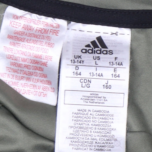 Adidas Boys Green 13-14 Years Short Sleeve Aeroready Sports T-Shirt