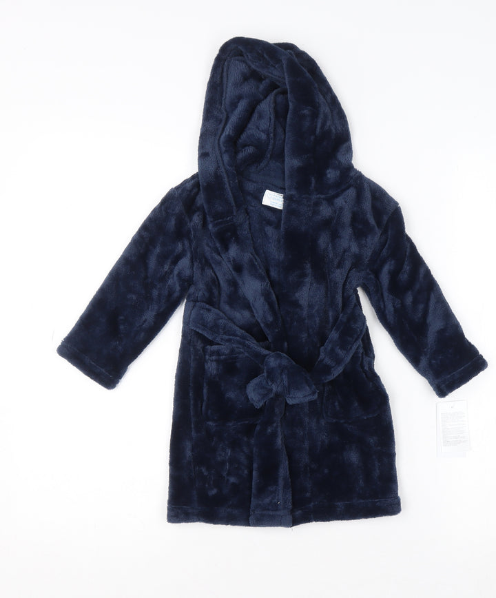 Primark Blue Hooded Fleece Robe 12-18 Months Unisex Baby Soft Winter Nightwear