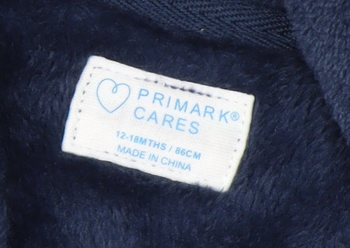 Primark Blue Hooded Fleece Robe 12-18 Months Unisex Baby Soft Winter Nightwear