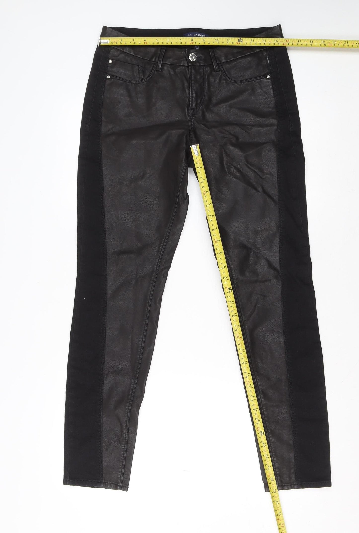 Atelier Gardeur Women's Black Faux Leather Slim Trousers Size 10