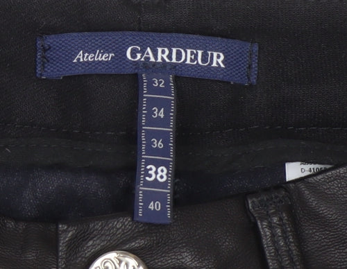 Atelier Gardeur Women's Black Faux Leather Slim Trousers Size 10