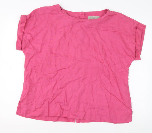 Paul Costelloe Living Women’s Pink Linen Button Back Blouse Size L