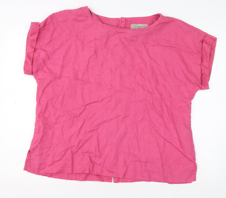 Paul Costelloe Living Women’s Pink Linen Button Back Blouse Size L