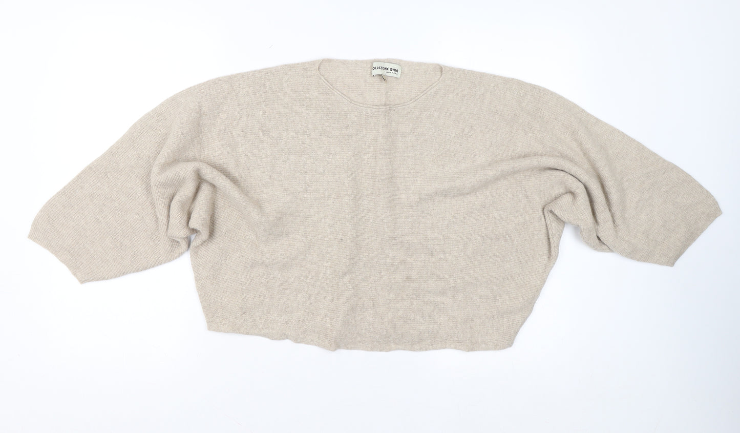 Collezione Gaia Women Beige Oversized Batwing Jumper M