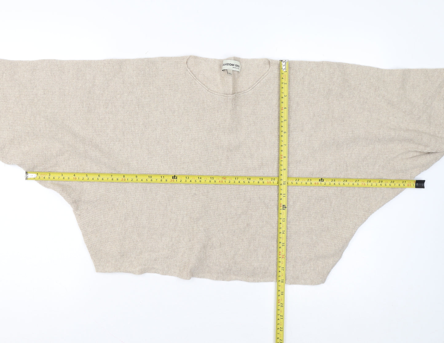 Collezione Gaia Women Beige Oversized Batwing Jumper M
