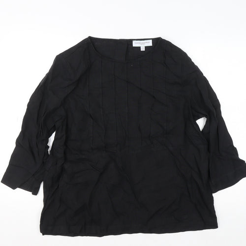 Carolyn Donnelly Black Linen Tunic Blouse UK 14 Women’s 3/4 Sleeve