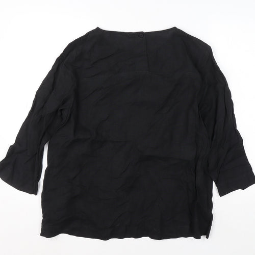 Carolyn Donnelly Black Linen Tunic Blouse UK 14 Women’s 3/4 Sleeve