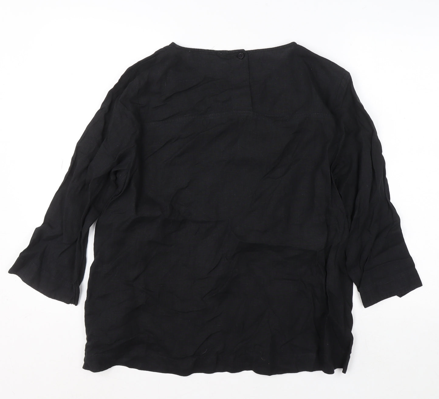 Carolyn Donnelly Black Linen Tunic Blouse UK 14 Women’s 3/4 Sleeve