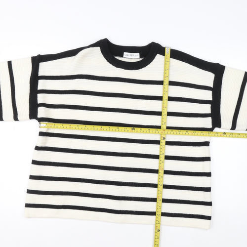 Gallery Women’s Black Ivory Striped Pullover Jumper Size L