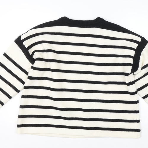 Gallery Women’s Black Ivory Striped Pullover Jumper Size L