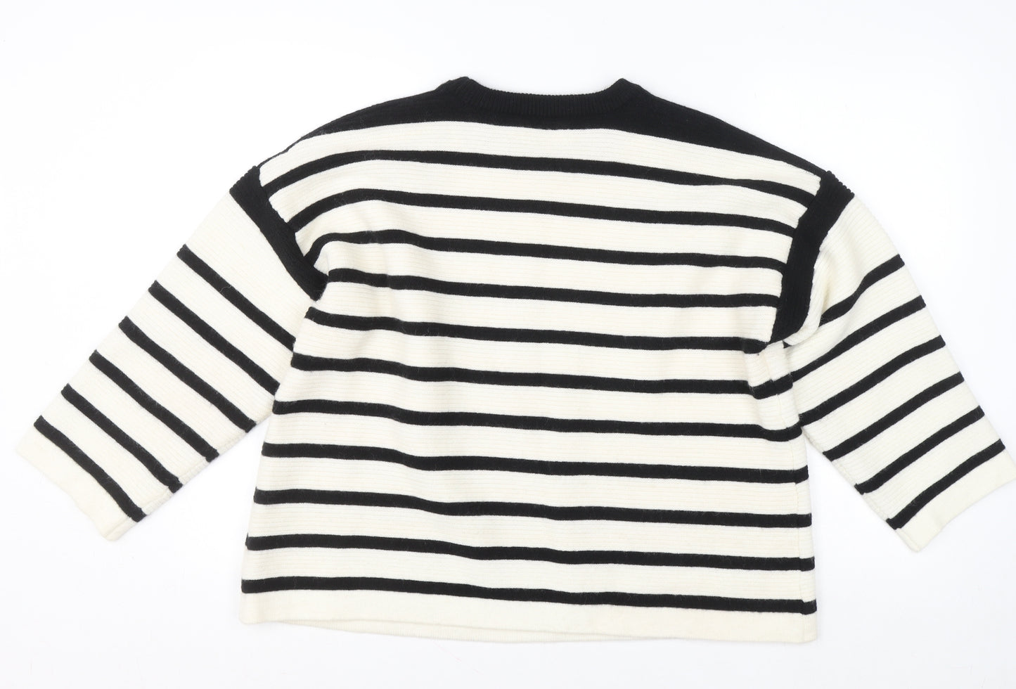 Gallery Women’s Black Ivory Striped Pullover Jumper Size L