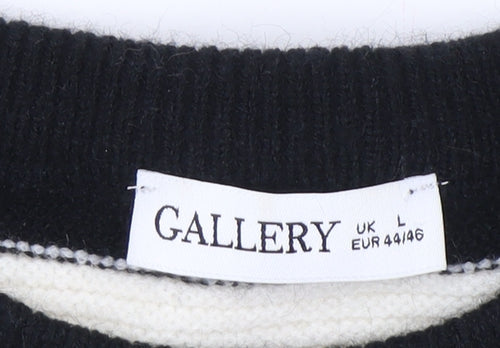 Gallery Women’s Black Ivory Striped Pullover Jumper Size L