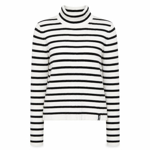 Pull&Bear Women's White Black Striped Roll Neck Jumper Size 14