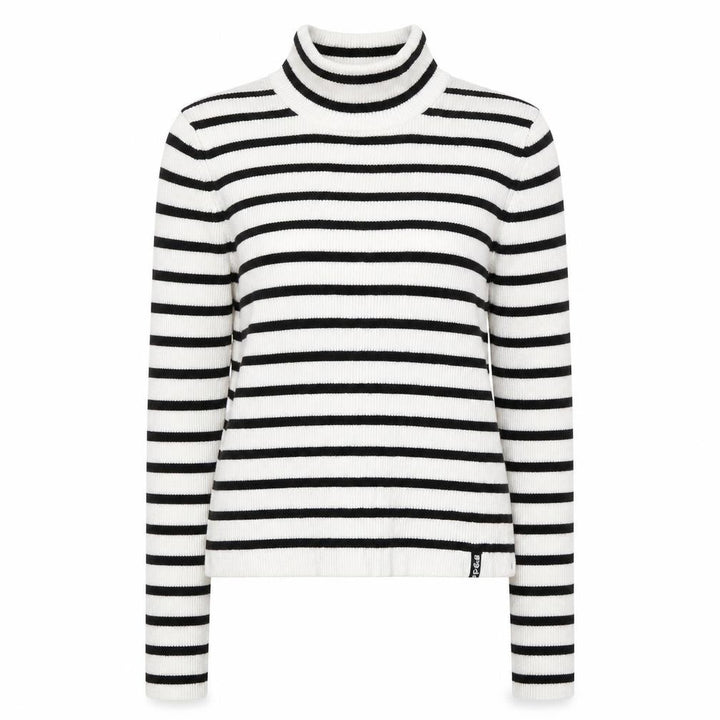 Pull&Bear Women's White Black Striped Roll Neck Jumper Size 14
