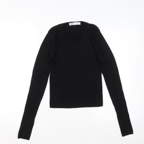 Zara Womens Black Slim Fit Knit Pullover Jumper Size 12