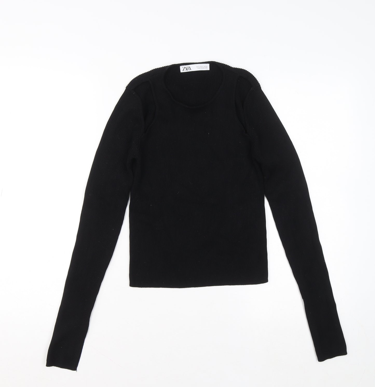 Zara Womens Black Slim Fit Knit Pullover Jumper Size 12