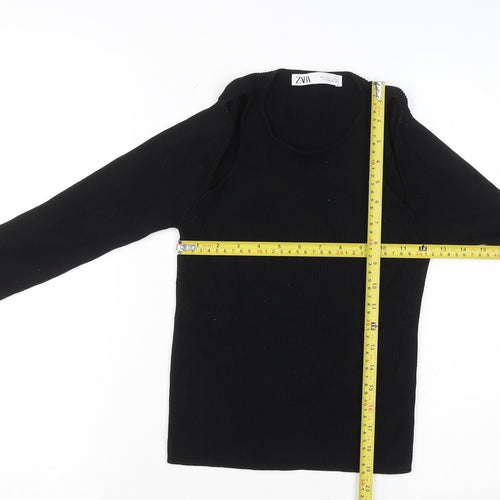 Zara Womens Black Slim Fit Knit Pullover Jumper Size 12
