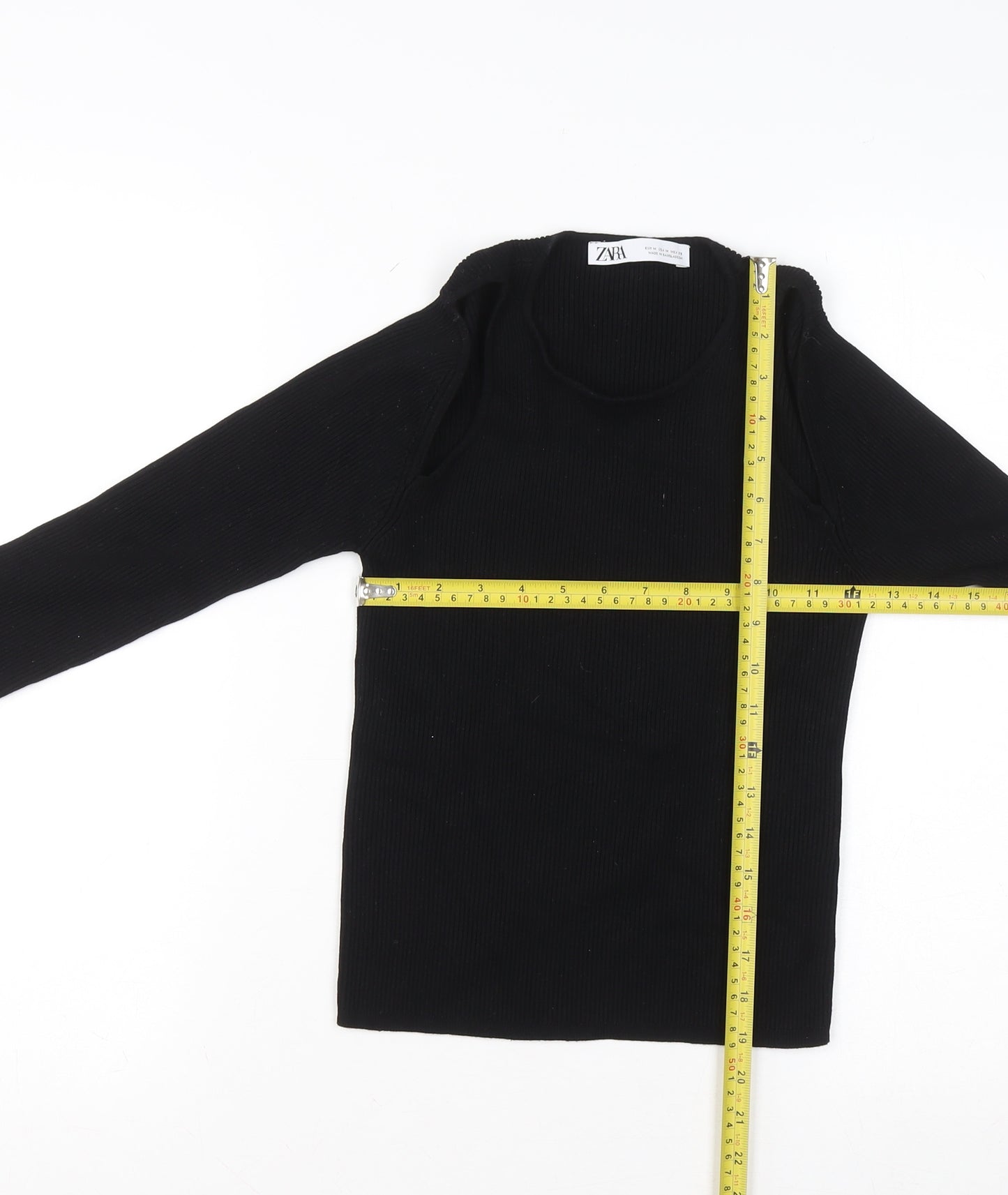 Zara Womens Black Slim Fit Knit Pullover Jumper Size 12