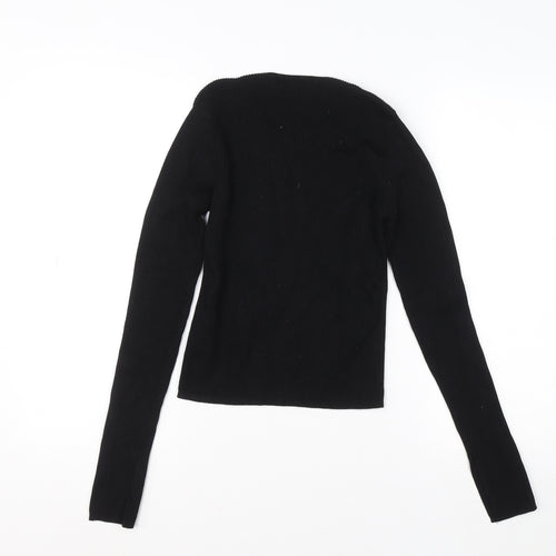 Zara Womens Black Slim Fit Knit Pullover Jumper Size 12
