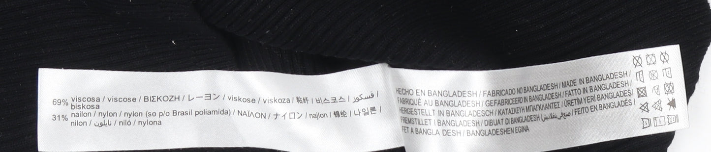 Zara Womens Black Slim Fit Knit Pullover Jumper Size 12
