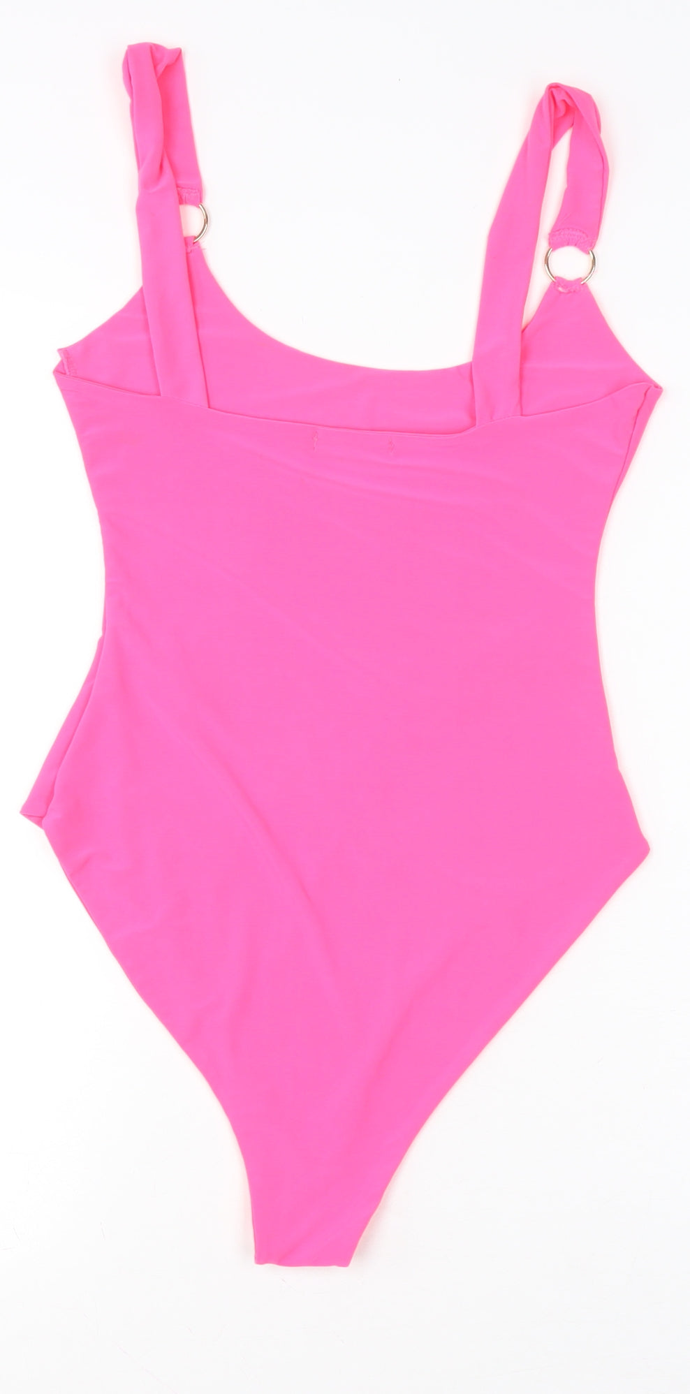 PrettyLittleThing Women’s Pink Bodysuit Size 10 Scoop Neck Stretch One-Piece