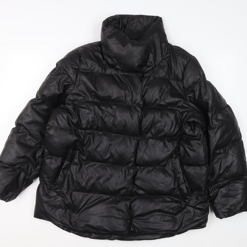 Next Womens Black Puffer Jacket Size 12 Warm Shower Resistant Winter Coat