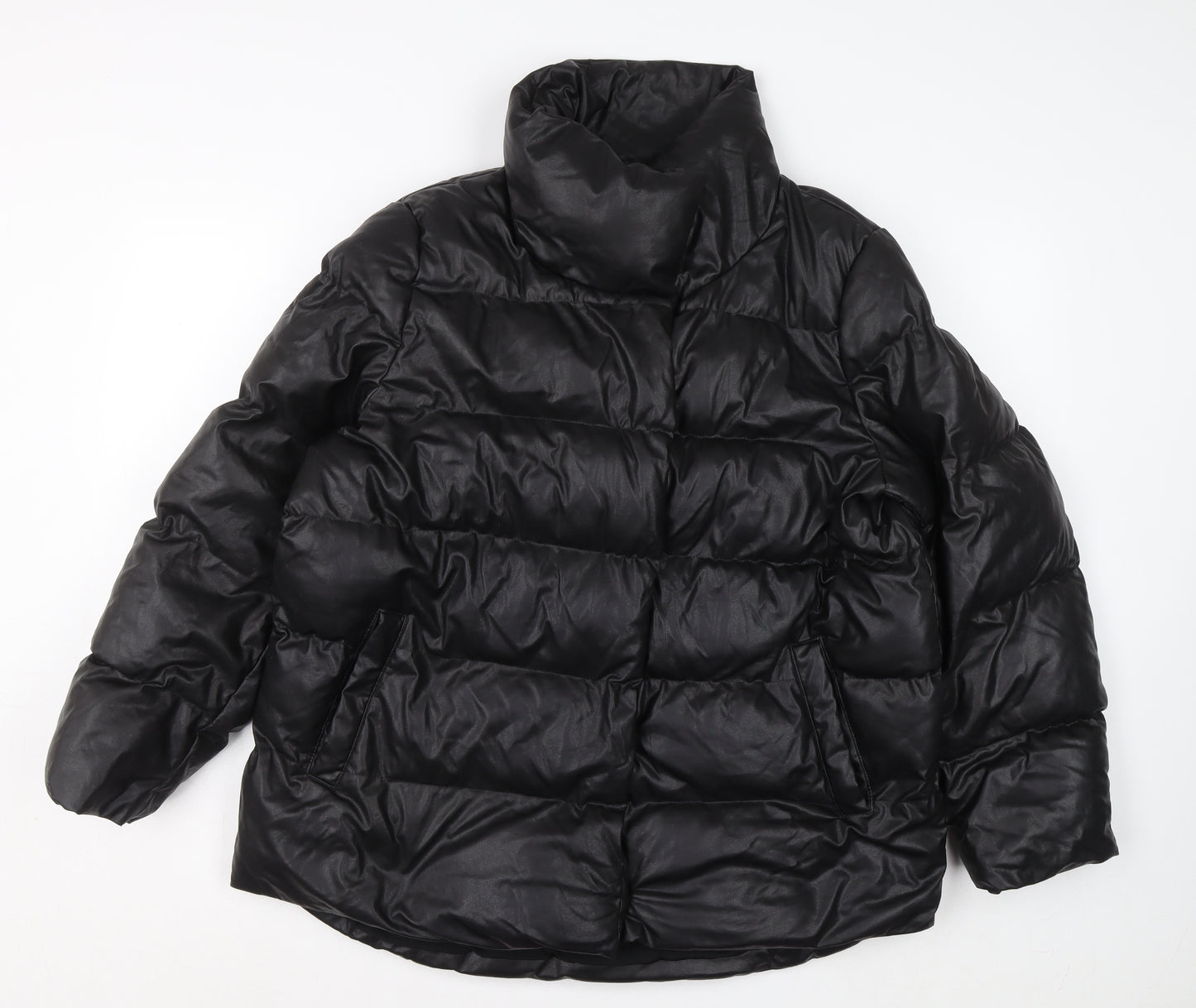 Next Womens Black Puffer Jacket Size 12 Warm Shower Resistant Winter Coat