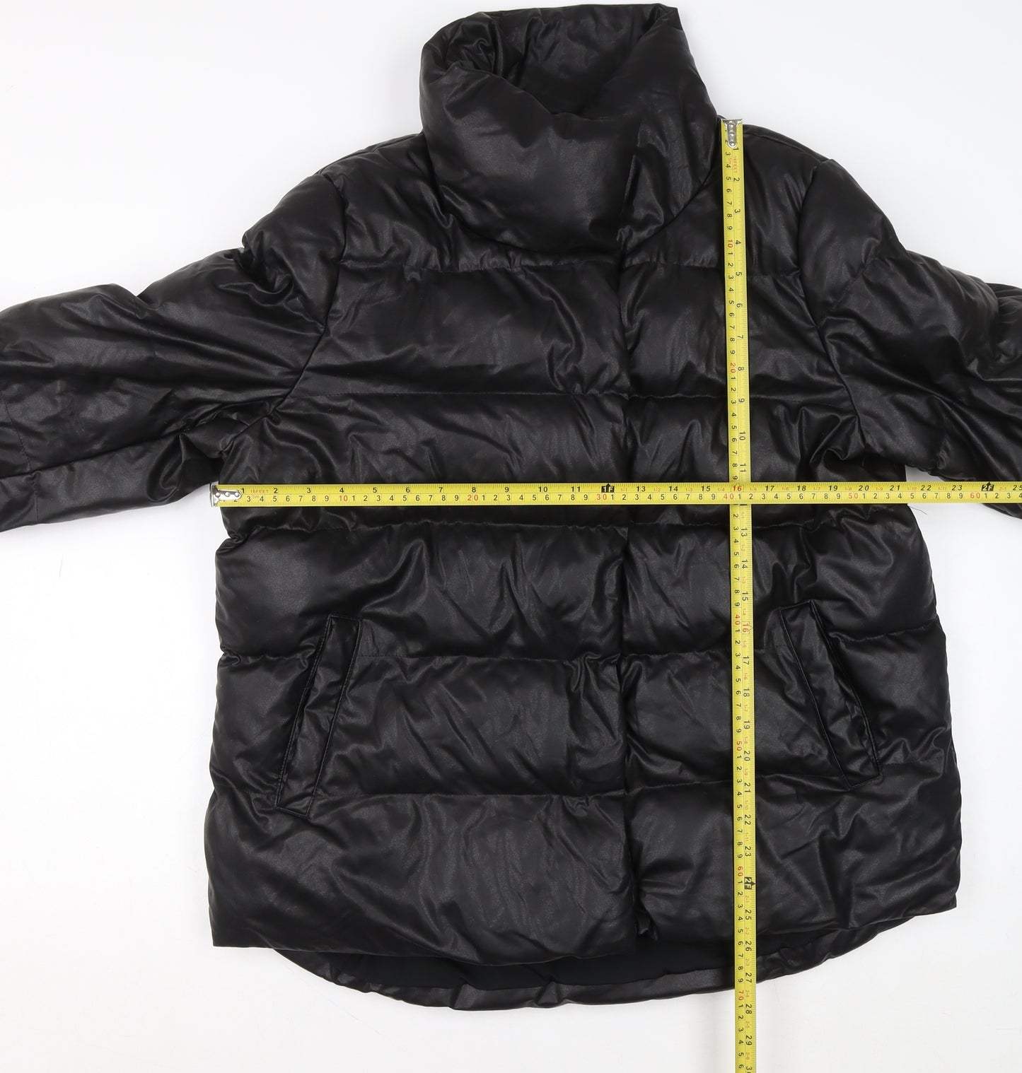 Next Womens Black Puffer Jacket Size 12 Warm Shower Resistant Winter Coat