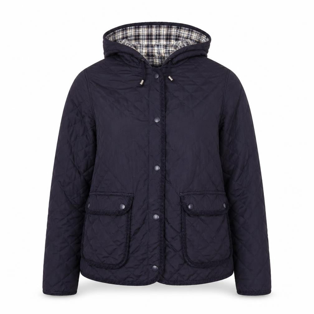 Topshop Women’s Blue Quilted Hooded Jacket Size 12 Polyester Mid-Length