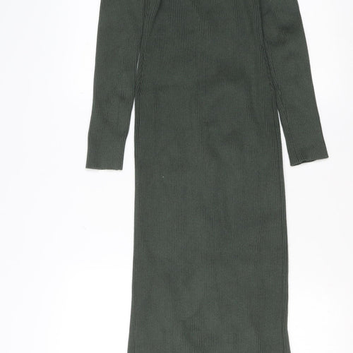 Charlotte Russe Women’s Green Bodycon Midi Knit Zip Dress Size S