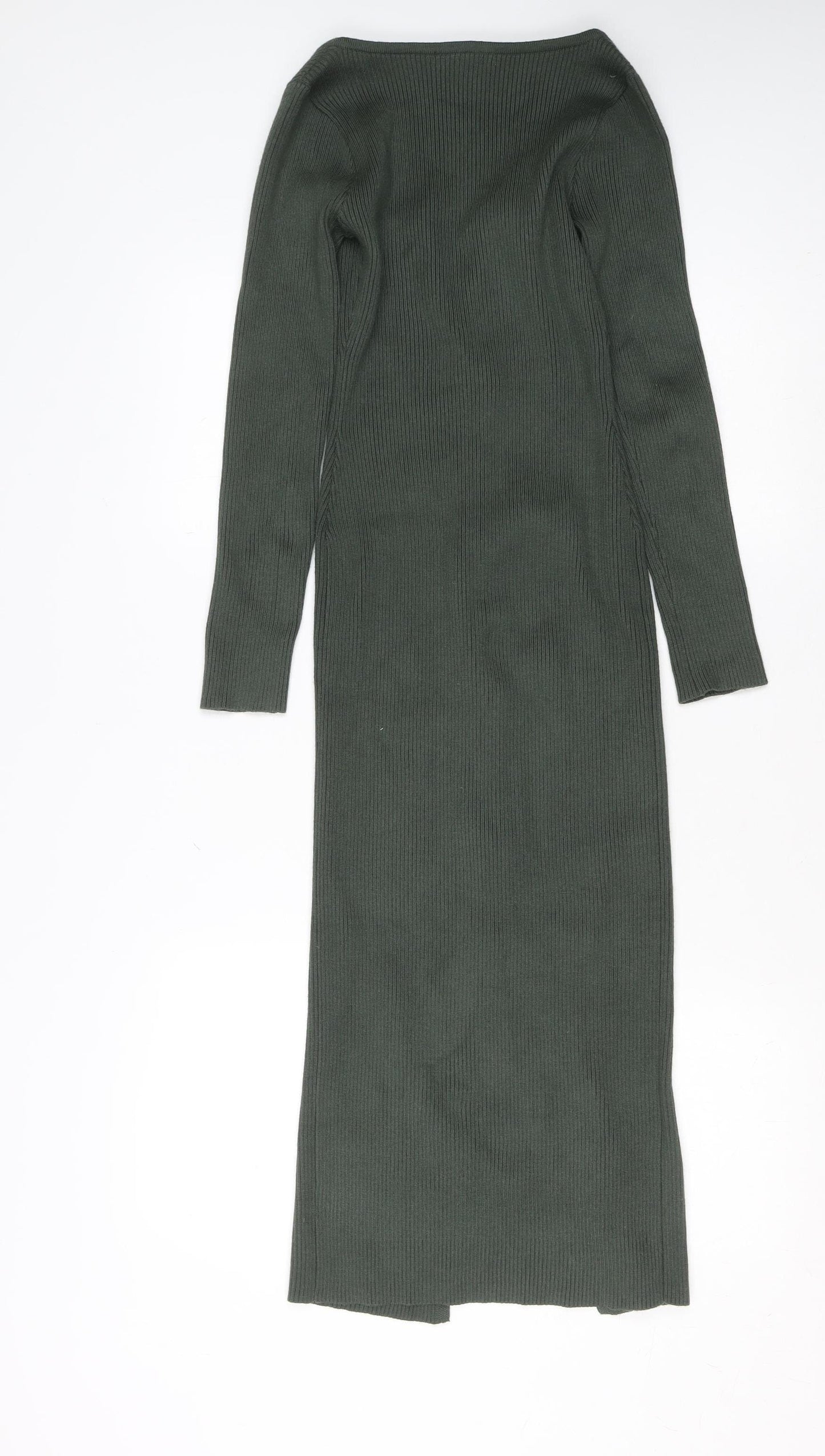 Charlotte Russe Women’s Green Bodycon Midi Knit Zip Dress Size S