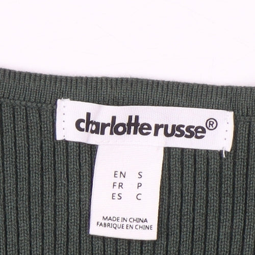 Charlotte Russe Women’s Green Bodycon Midi Knit Zip Dress Size S