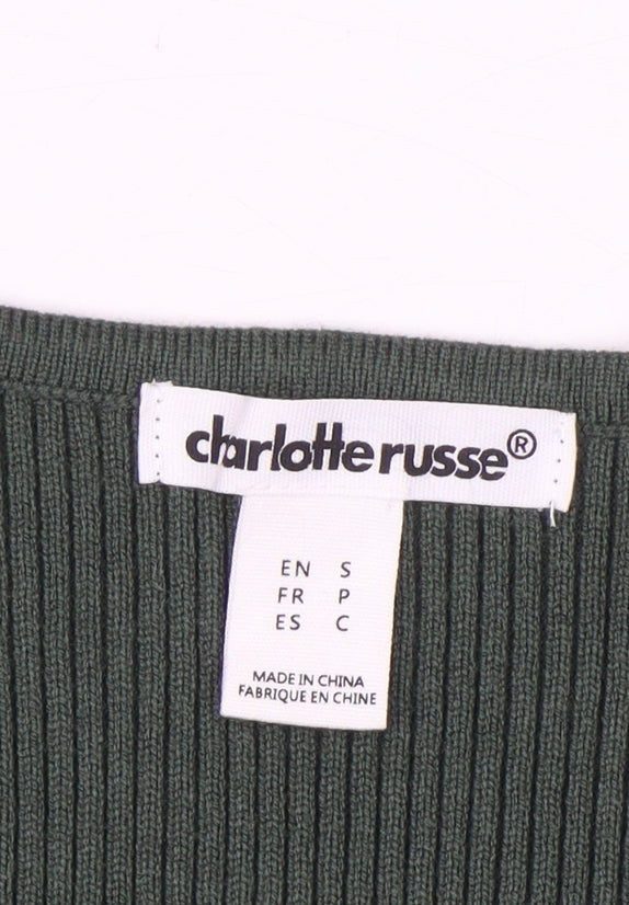 Charlotte Russe Women’s Green Bodycon Midi Knit Zip Dress Size S